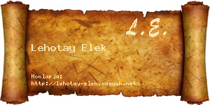 Lehotay Elek névjegykártya